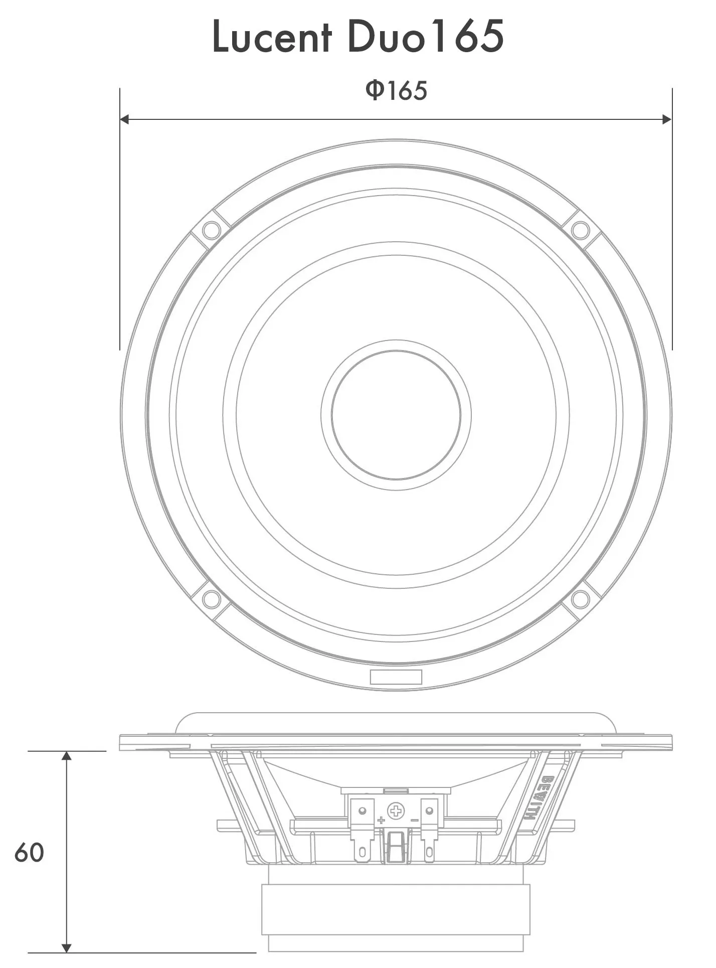 L-165L 中低音 尺寸圖